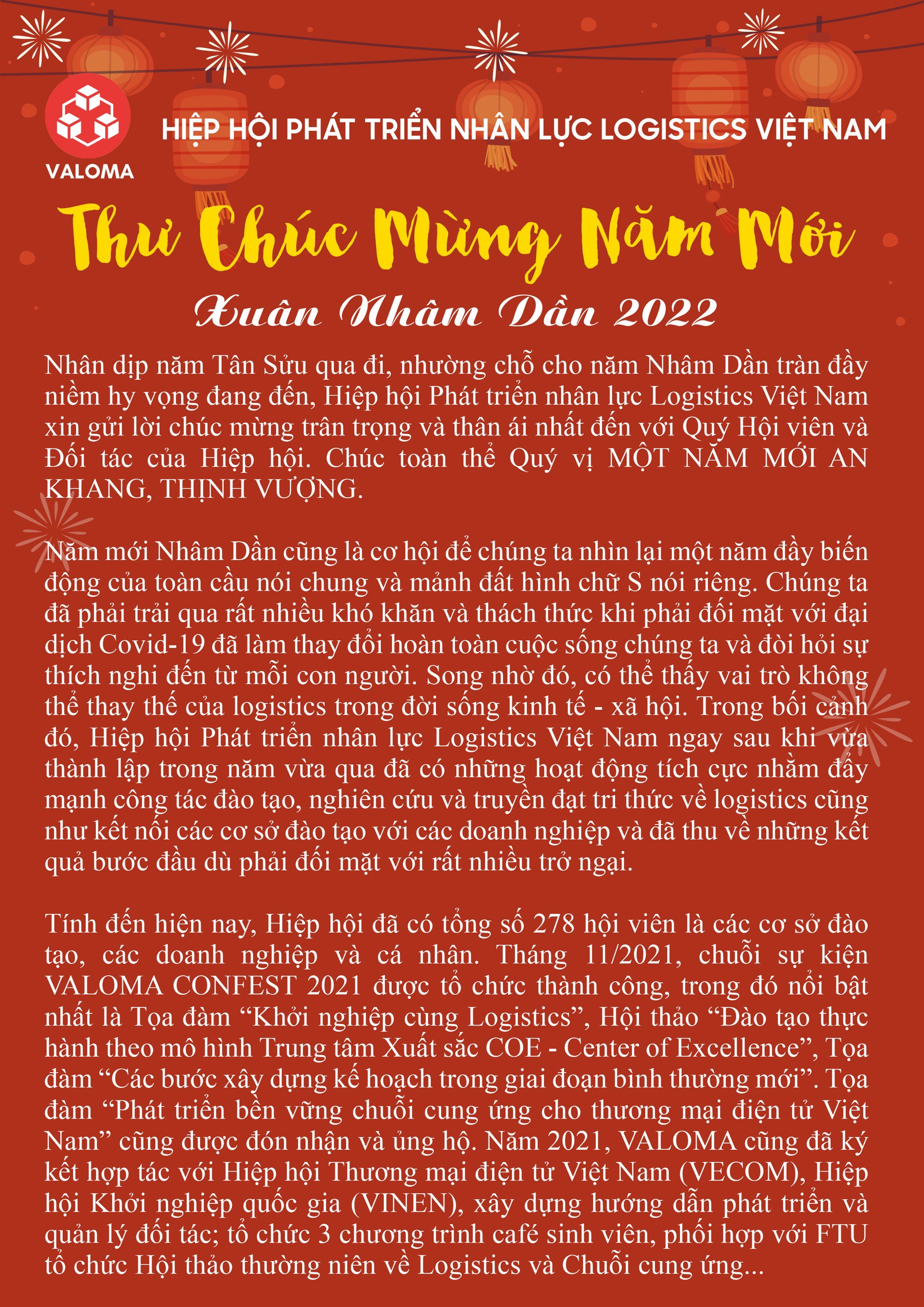 Thư chúc mừng năm mới nhâm dần 2022