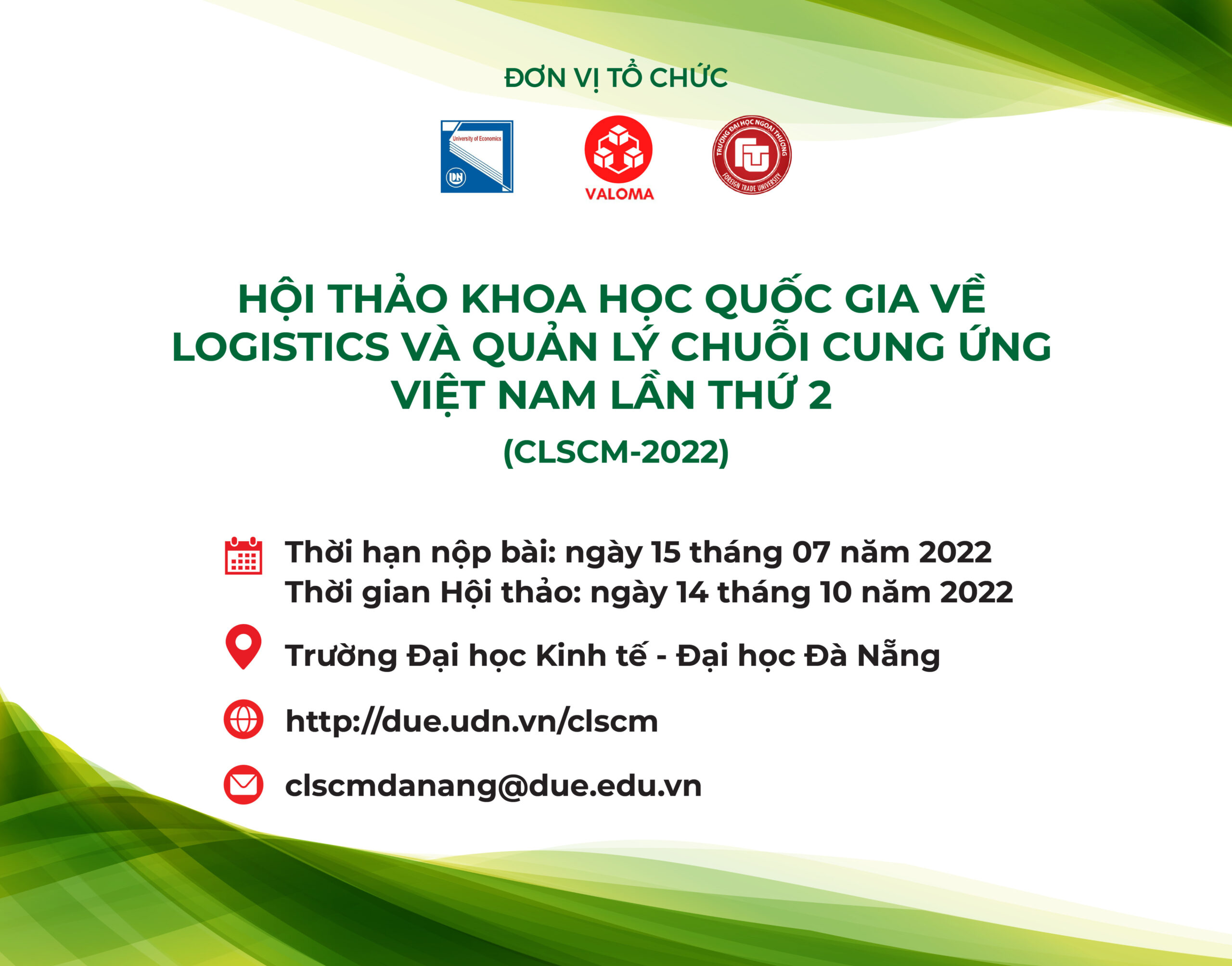 Thư mời viết bài Hội thảo khoa học quốc gia về logistics và quản lý chuỗi cung ứng Việt Nam lần thứ 2 (CLSCM-2022)